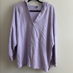 Lavender Hooded Sweatshirt, Old Navy, size XL, 3/4 length sleeves, side slit